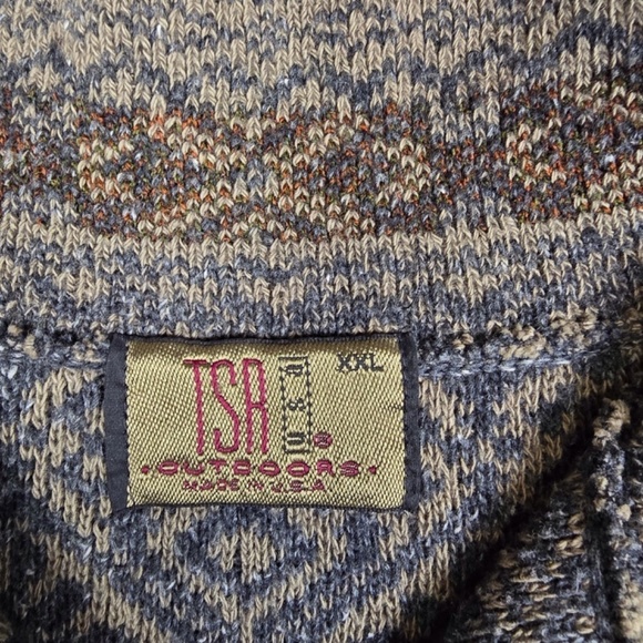 Vintage 90s TSR Outdoors Half Zip Grandpa Sweater Chunky Knit Pullover XL-XXL - Picture 7 of 9